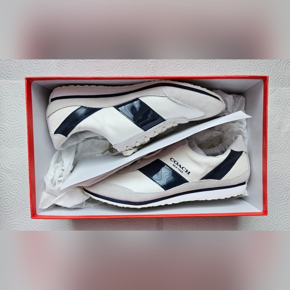 Coach Women's Mae Canvas Sneakers, Chalk/Navy, Size 8 M - Picture 2 of 10